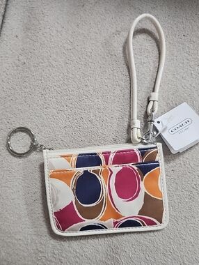 Coach Signature Multicolor ID Skinny Wristlet Card Holder NWT F49571